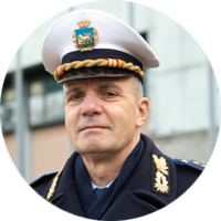 Portrait of the police commander of Jesolo Claudio Vanin wearing his uniform.